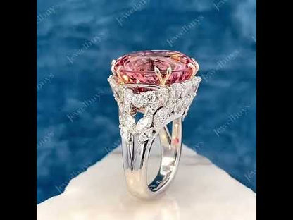 10.24Ctw Round Cut Pink Morganite Spectacular Ring-JEWELBUYS