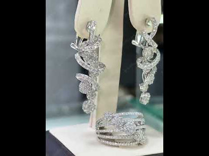 2.0ctw Exquisite Spiral Sapphire Dangle Earrings And Ring-JEWELBUYS