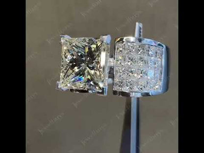 3.08Ct Princess Cut Invisible Halo Engagement Ring-JEWELBUYS