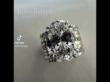 8.0ctw Oval Cut Wide Band White Sapphire Engagement Ring-JEWELBUYS