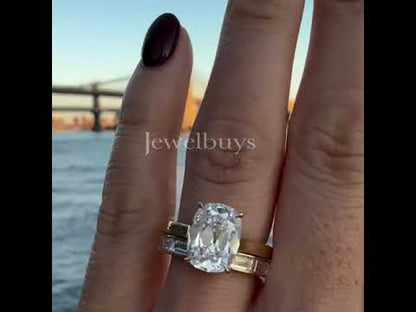 Channel Set Oval Cut White Sapphire Baguette Cut band-JEWELBUYS