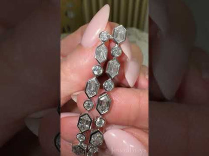 10ct Emerald and Round Cut White Gemstone Drop Earrings - JEWELBUYS