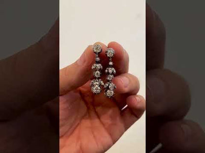 4.65Ctw exquisitely crafted cushion-shaped round-cut Victorian-style sapphire earrings-JEWELBUYS