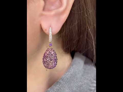 4.0Ctw Amethyst teardrop pendant earrings-JEWELBUYS