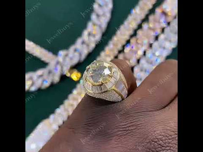 9.0Ct Round and Baguette Cut White Sapphire Spectacular Ring-JEWELBUYS