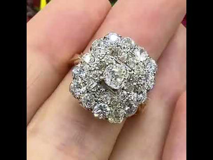 3.01ctw Old Mine Cut White Sapphire Square Halo Ring-JEWELBUYS