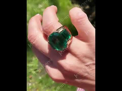 6.67ctw Emerald Cut Mystic Green Sapphire Ring-JEWELBUYS