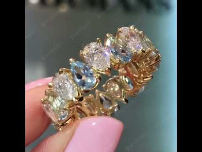 2.65Ctw Two-tone pear-shaped sapphire eternal ring-JEWELBUYS
