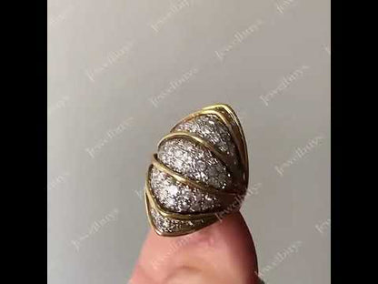 1.92 Ctw Two Color Gold Sapphire Dome Ring-JEWELBUYS