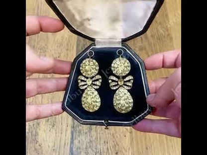 10.0Ctw Cushion Cut Teardrop-shaped Bow Sapphire Pendant Earrings-JEWELBUYS