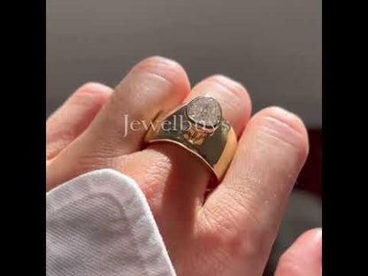 Massive 4ct Pear Cut Cut White Sapphire Wide Band Women's Ring in Gold-JEWELBUYS