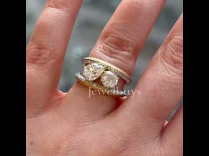 Perfect 4ct Round & Pear Cut White Sapphire Women's Engagement Ring in Gold-JEWELBUYS