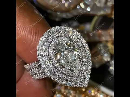 6.0Ctw Teardrop White Sapphire Layered Dream Ring-JEWELBUYS