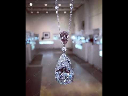 11.92Ctw Pear-shaped Sapphire Three-stone Pendant Necklace-JEWELBUYS