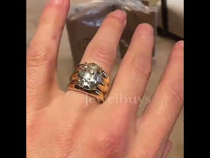 7.0ct oval cut white sapphire triple band engagement ring-JEWELBUYS