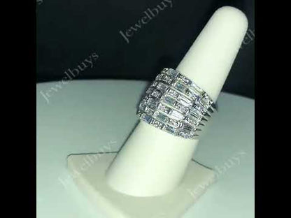 8ctw Sparkling Baguette and Round White Sapphire Layered Ring - JEWELBUYS