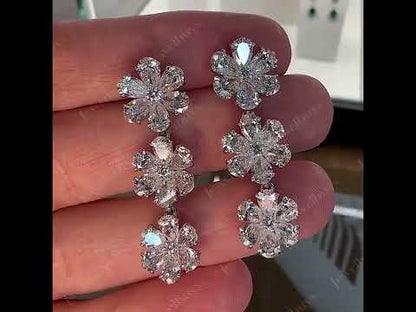 4.0ctw Pear Cut Sapphire Floral Dangle Earrings- JEWELBUYS