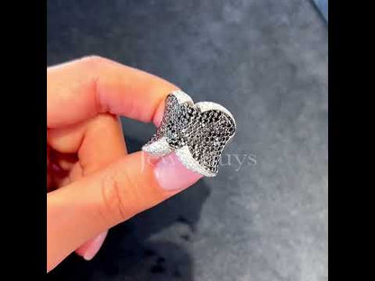 3.75ctw Round Cut Black and White Sapphire Ring-JEWELBUYS