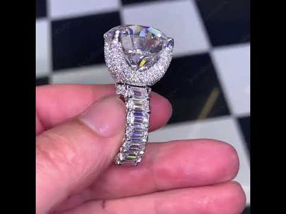 25ctw Round & Emerald Cut White Sapphire Deluxe Engagement Ring - JEWELBUYS