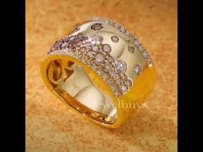 4ct Round Cut Brown & White Sapphire Flush Set Starry Band Ring-JEWELBUYS