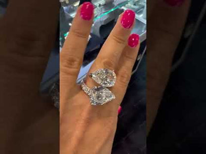 8.11Ctw Double pear-shaped sapphire bypass ring-JEWELBUYS