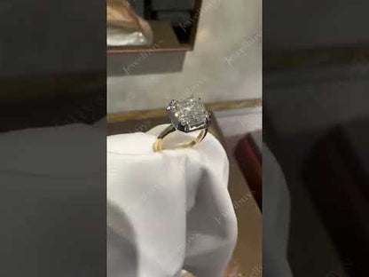 3ct Delicate Ascher Cut Solitaire Sapphire Bezel Engagement Ring-JEWELBUYS