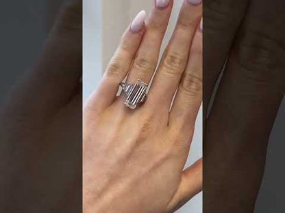 4.0Ctw rectangular-cut sapphire step-style engagement ring-JEWELBUYS