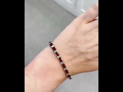 10Ctw Exquisite emerald-cut ruby and sapphire bracelet-JEWELBUYS