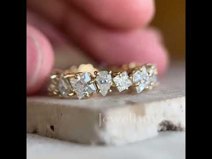2ct Princess & Pear Cut White Sapphire Eternity Band Women's Ring in Gold-JEWELBUYS