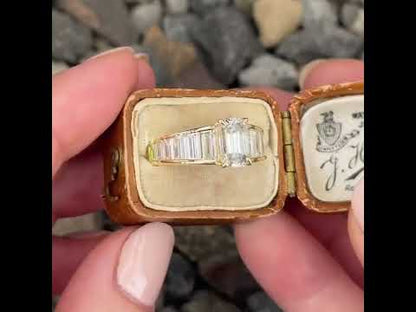 Elegant 3ct Emerald Cut White Sapphire Women's Engagement Ring in Gold-JEWELBUYS