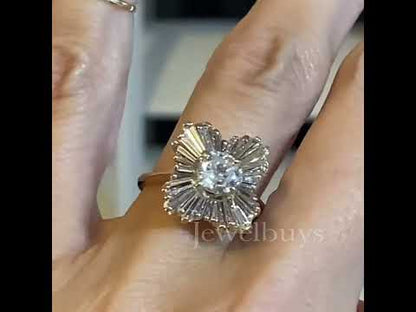 2.47ctw round and baguette cut white sapphire ballet ring-JEWELBUYS