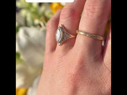 1.5Ctw marquise-cut sapphire sacred cross engagement ring-JEWELBUYS
