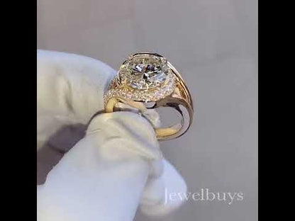 Wearable 4ct Round Cut White Sapphire Pave Forms Women's Engagement Ring in Gold-JEWELBUYS