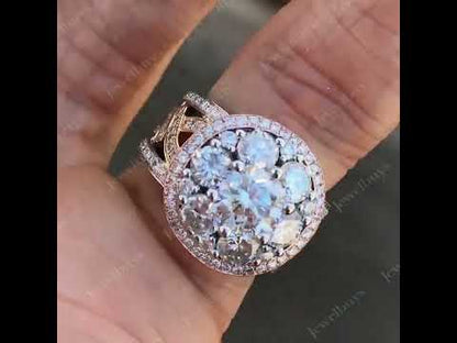 6.0Ctw Round Cut Round Band Cluster White Sapphire Ring-JEWELBUYS