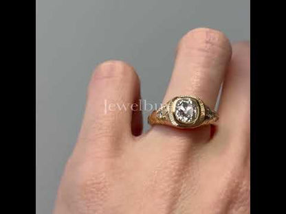 3ct Vintage Cushion Cut White Sapphire Women's Engagement Ring in Yellow Gold-JEWELBUYS