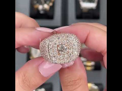 5ctw Round Cut White Sapphire with Paved Diamonds Women's Engagement Ring in Rose Gold-JEWELBUYS