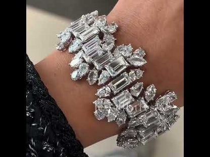 Incredible 30ct Mix Cut Multi-Shaped White Sapphire Women's Bracelet in Silver-JEWELBUYS