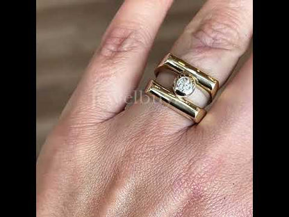 Unique 1ct Round Cut White Sapphire Cocktail Ring Women's Engagement Ring in Gold-JEWELBUYS