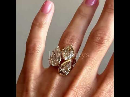 8ctw Three Multi-cut Champagne Diamond Yellow Gold Wedding Ring Set - JEWELBUYS
