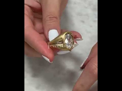 Stylish 5ct Cushion Cut White Sapphire Women's Engagement Ring in Gold-JEWELBUYS