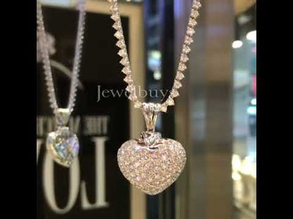 6ct Round Cut White Sapphire Heart Pendant Necklace-JEWELBUYS