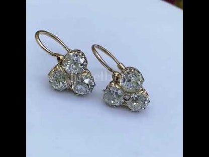 1.5ctw Old Mine Cut White Sapphire Three Stone Vintage Stud Earrings - JEWELBUYS