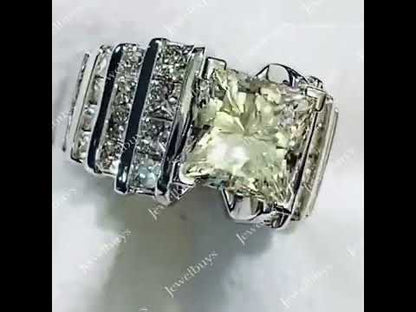 5.6Ctw Princess Cut White Sapphire Channel Set Channel Engagement Ring-JEWELBUYS