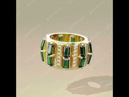 4.0ctw Baguette Cut Emerald Sapphire Exquisite Band-JEWELBUYS
