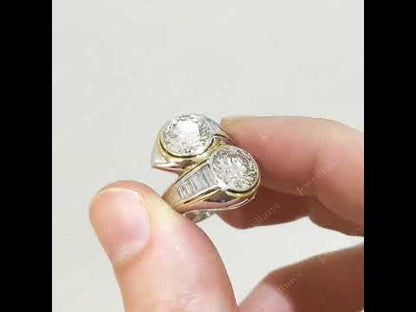 6.0Ctw Round Double Sapphire Bypass Ring-JEWELBUYS
