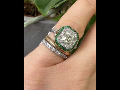 5.13ctw cushion cut eternity band and emerald gemstone set-JEWELBUYS