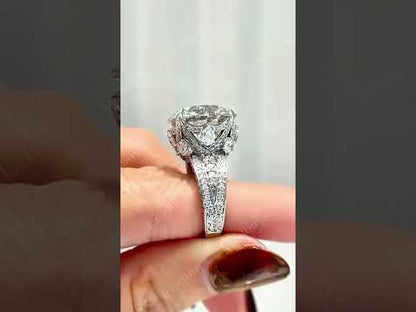 8.0Ctw Round Cut White Sapphire Luxury Art Engagement Ring- JEWELBUYS