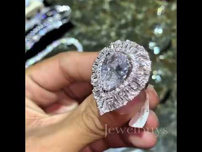 Luxury 6.0ctw Pear Cut Pave Set White Sapphire Engagement Ring-JEWELBUYS