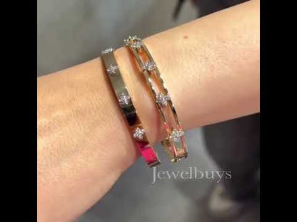 4ct Oval Cut White Sapphire in Four-leaf Clover Women's Bracelet in Rose Gold-JEWELBUYS