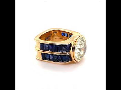 7.0ct Old European Cut Antique Blue Sapphire Ring-JEWELBUYS